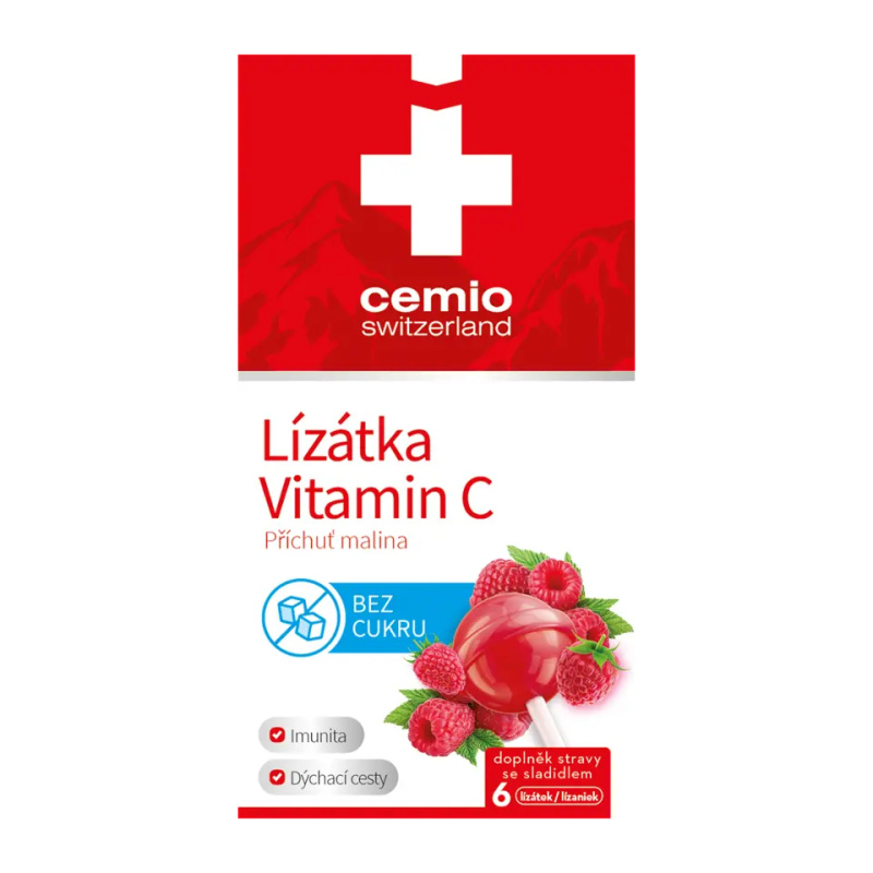 Cemio Lízátka s vit-C malina (6ks/kra)