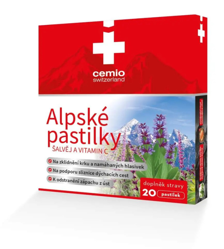 CEMIO Alpské pastilky Šalvěj a vitamín C 20 pastilek