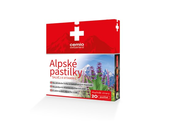 CEMIO Alpské pastilky Šalvěj a vitamín C 20 pastilek