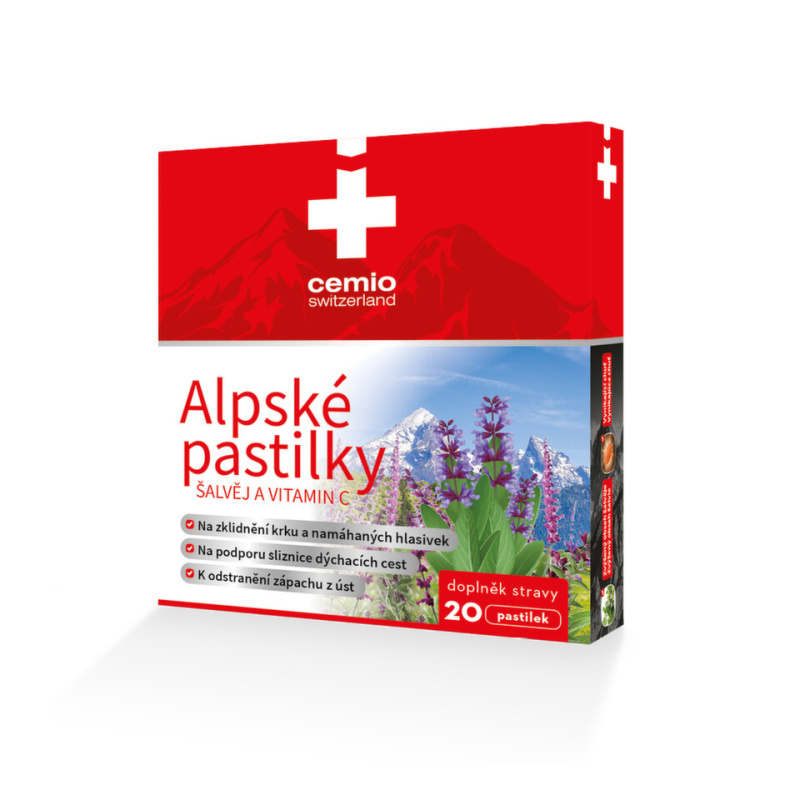CEMIO Alpské pastilky Šalvěj a vitamín C 20 pastilek