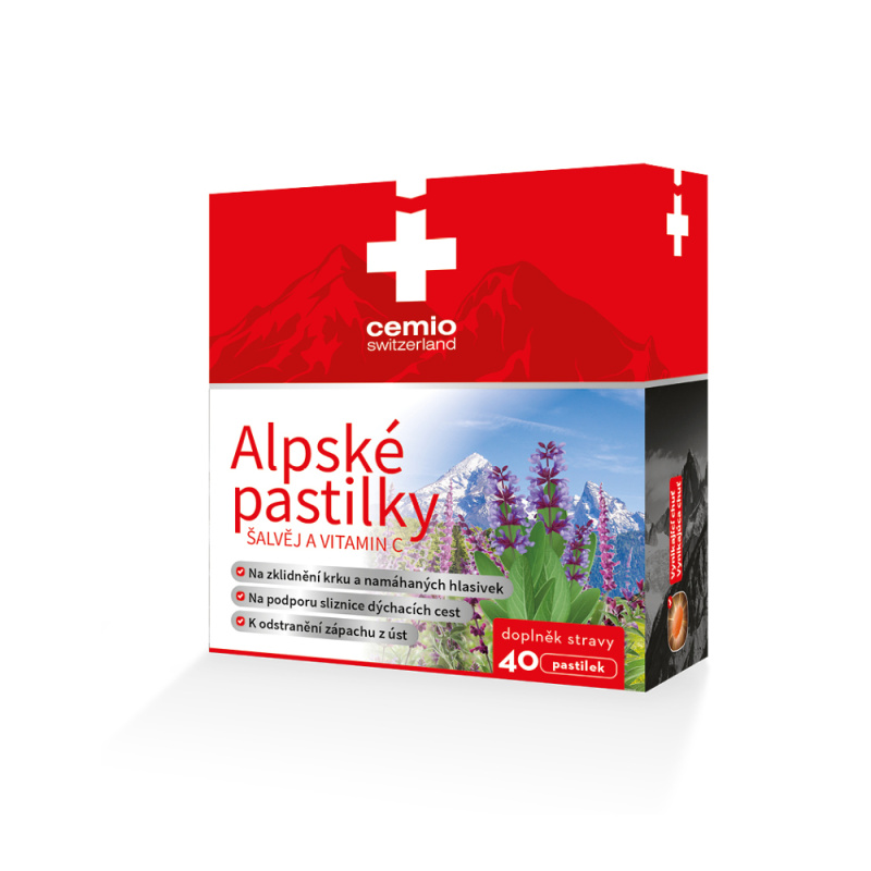 CEMIO Alpské pastilky Šalvěj a vitamín C 40 pastilek