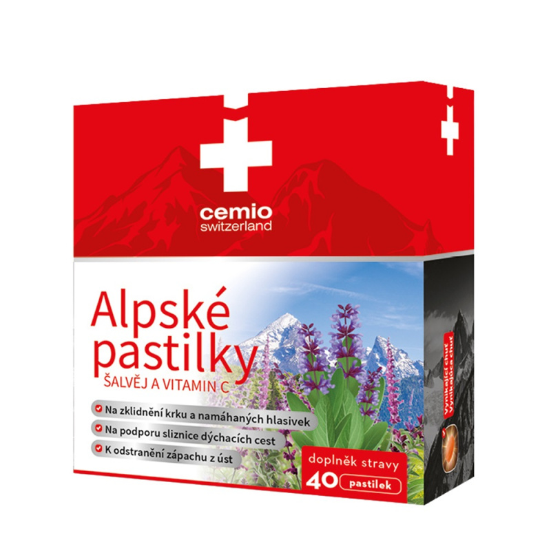 CEMIO Alpské pastilky Šalvěj a vitamín C 40 pastilek