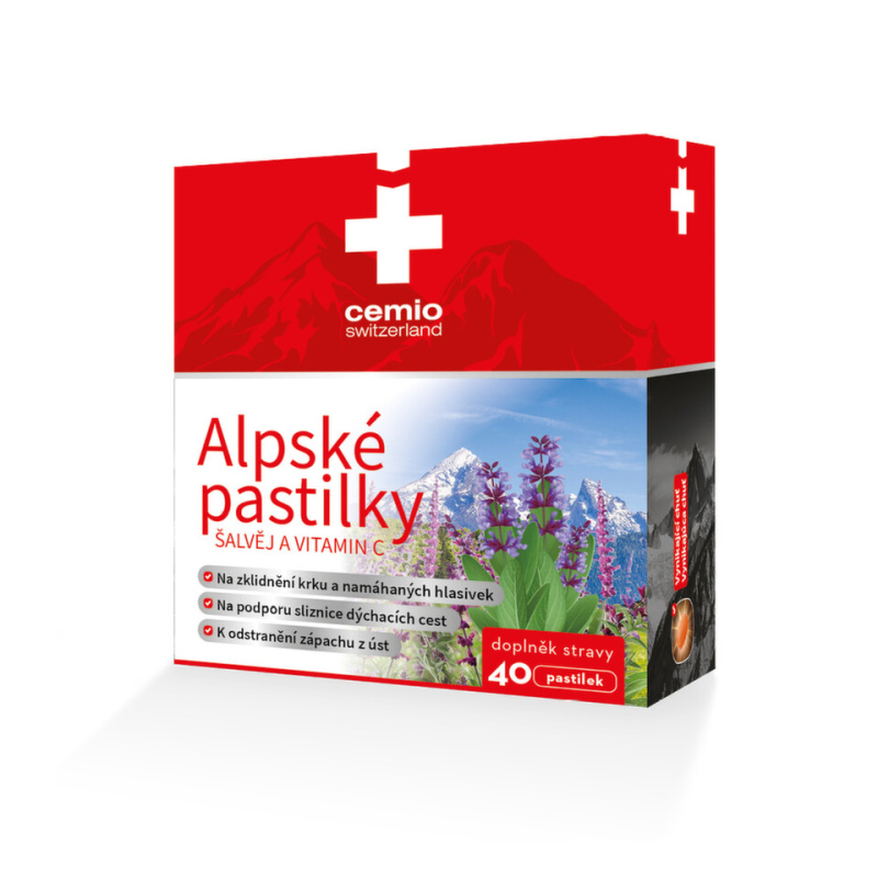 CEMIO Alpské pastilky Šalvěj a vitamín C 40 pastilek
