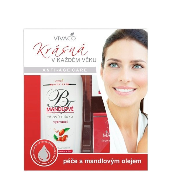 VIVACO Body Tip  Mandlová Tělové mléko 400ml + denní krém 50ml + noční krém 50ml Dárkové balení