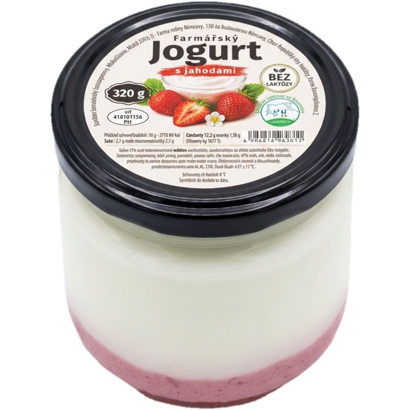 Farma rodiny Němcovi Farmářský jogurt s jahodami bez laktózy