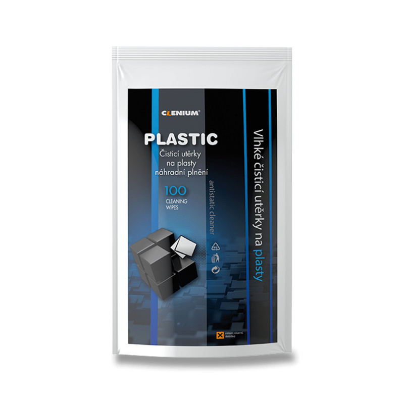 Clenium Plastic - vlhké čisticí utěrky na plasty - náhradní náplň, 100 ks utěrek