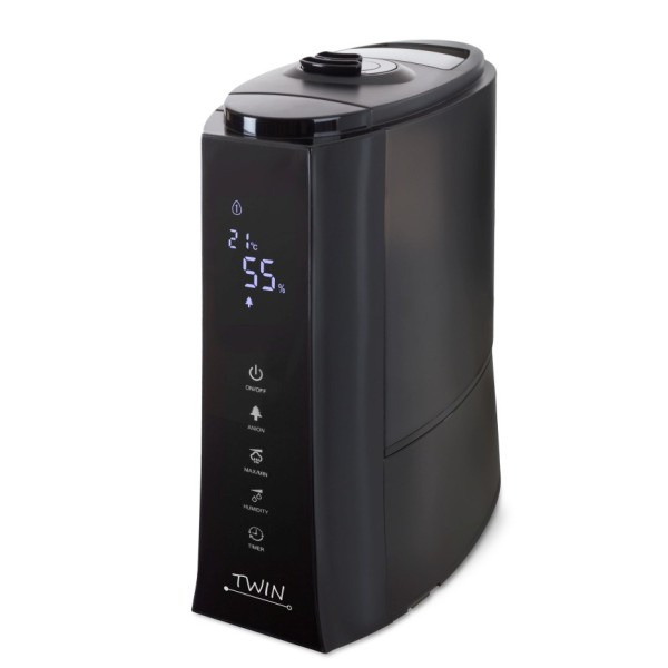 Ultrazvukový zvlhčovač vzduchu s ionizátorem a možností aromaterapie Airbi TWIN - černý