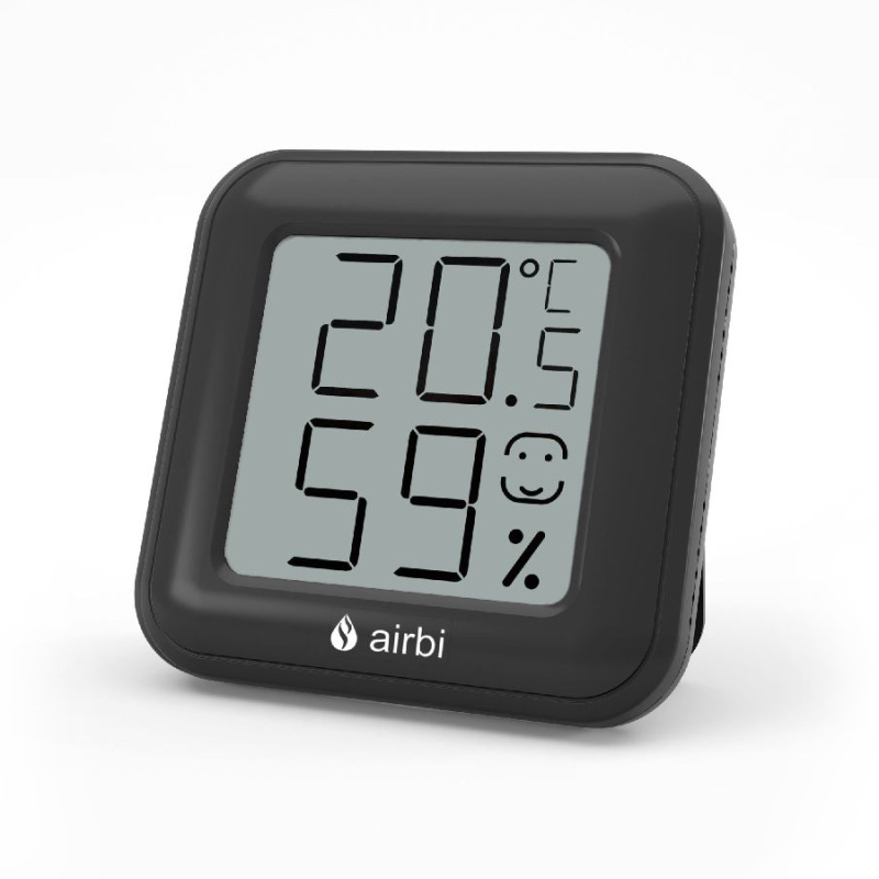 Digitální vlhkoměr s teploměrem Airbi Smile černý