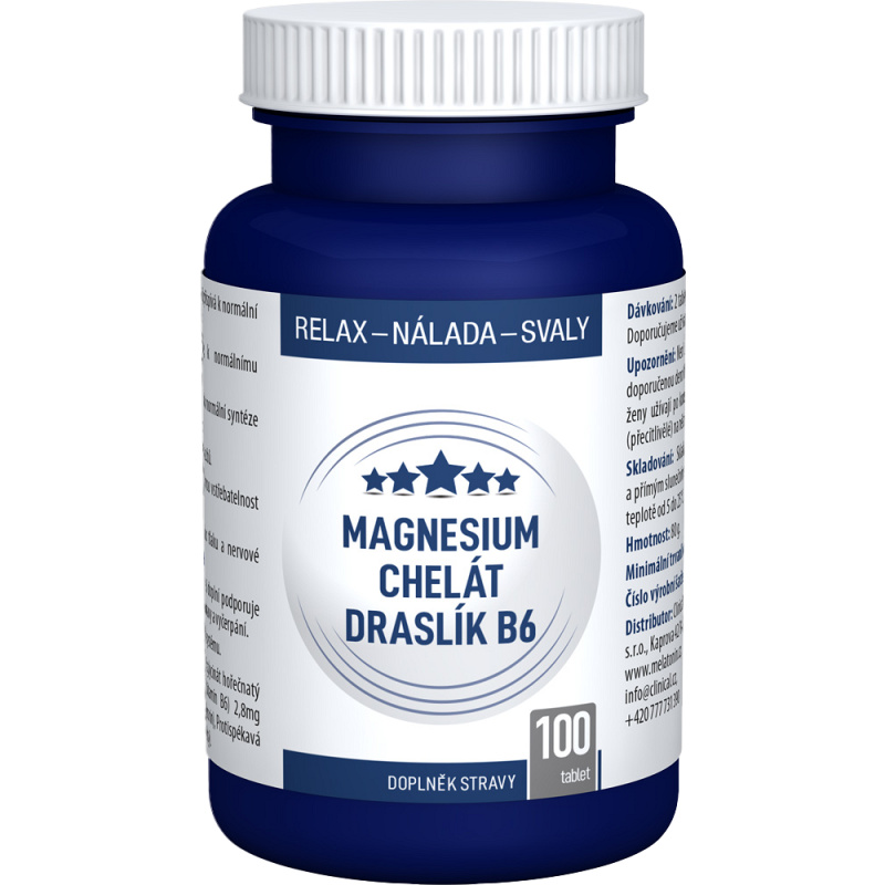 CLINICAL Magnesium chelát + Draslík B6 100 tablet