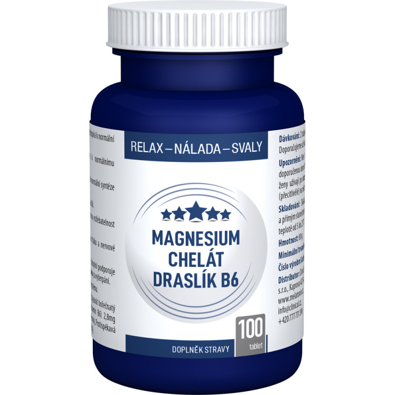 CLINICAL Magnesium chelát + Draslík B6 100 tablet