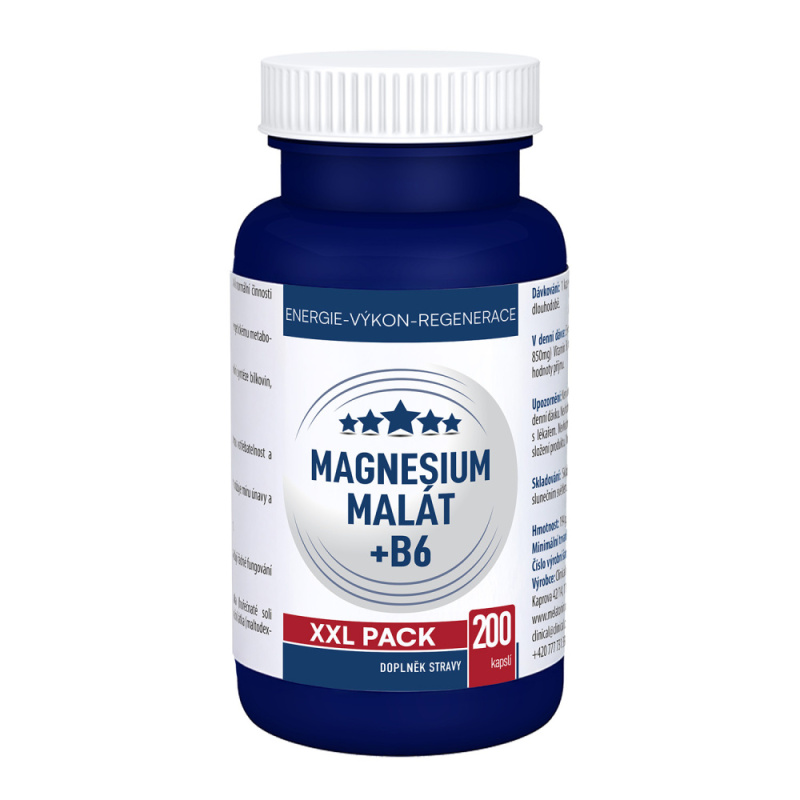 Clinical Magnesium malát + B6 XXL pack 200 kapslí
