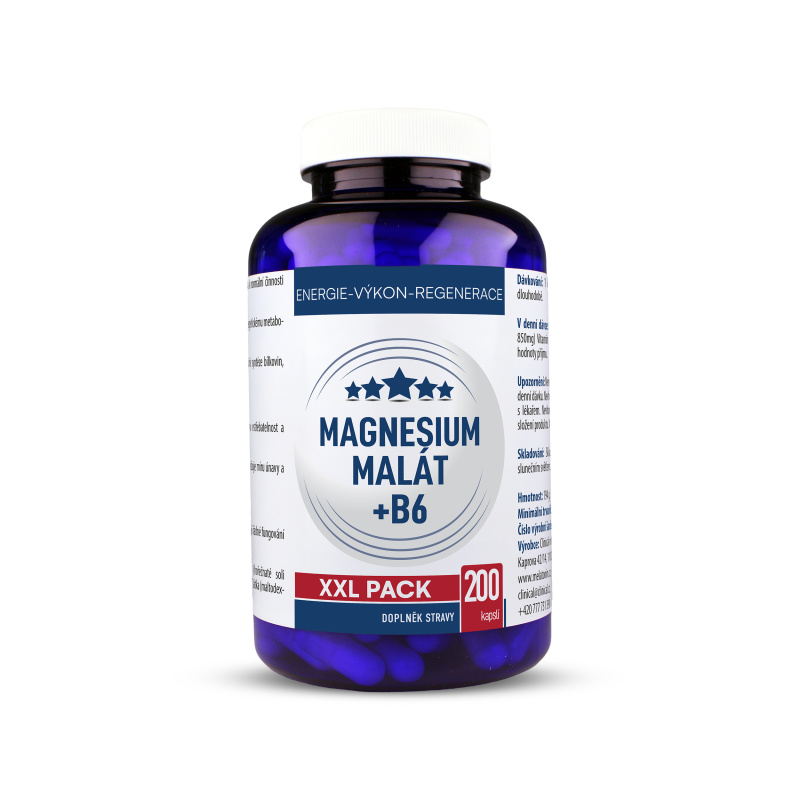 Clinical Magnesium malát + B6 XXL pack 200 kapslí