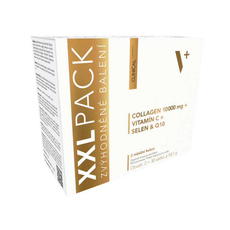 Clinical Collagen 10 000 mg + vitamín C + selen & Q10 XXL pack ananas 2x30 sáčků