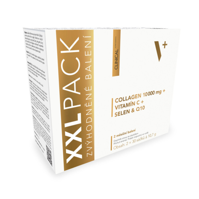 Clinical Collagen 10 000 mg + vitamín C + selen & Q10 XXL pack ananas 2x30 sáčků