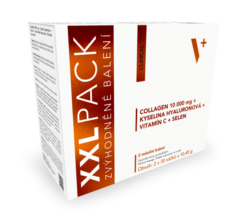 Clinical Collagen 10 000 mg + kyselina hyaluronová + vit. C + selen XXL pack mango 2x30 sáčků