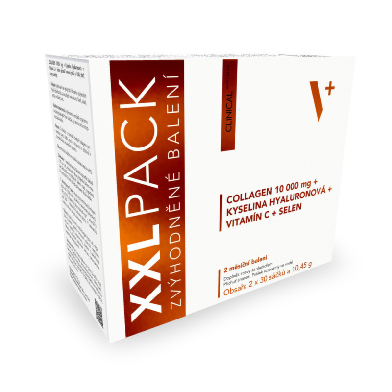 Clinical Collagen 10 000 mg + kyselina hyaluronová + vit. C + selen XXL pack mango 2x30 sáčků