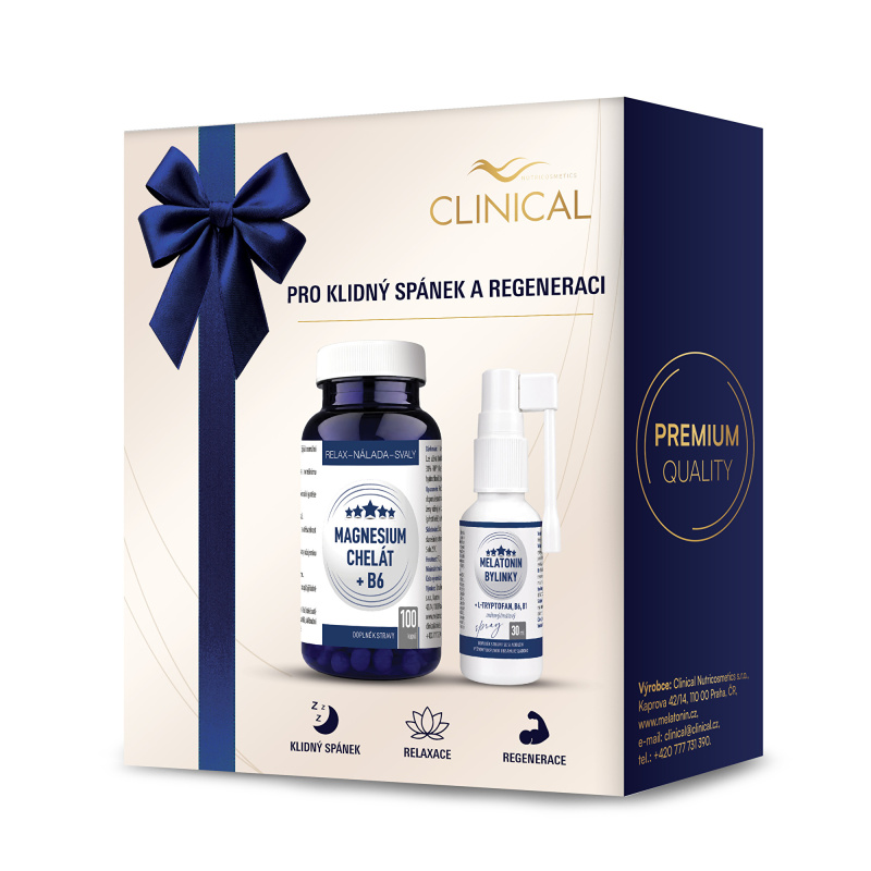 CLINICAL Magnesium Chelát B6 + Melatonin spray 1+1 – dárková sada