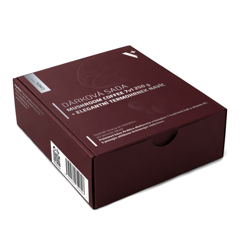 Clinical Dárková sada Mushroom Coffee 7v1 250 g + elegantní termohrnek