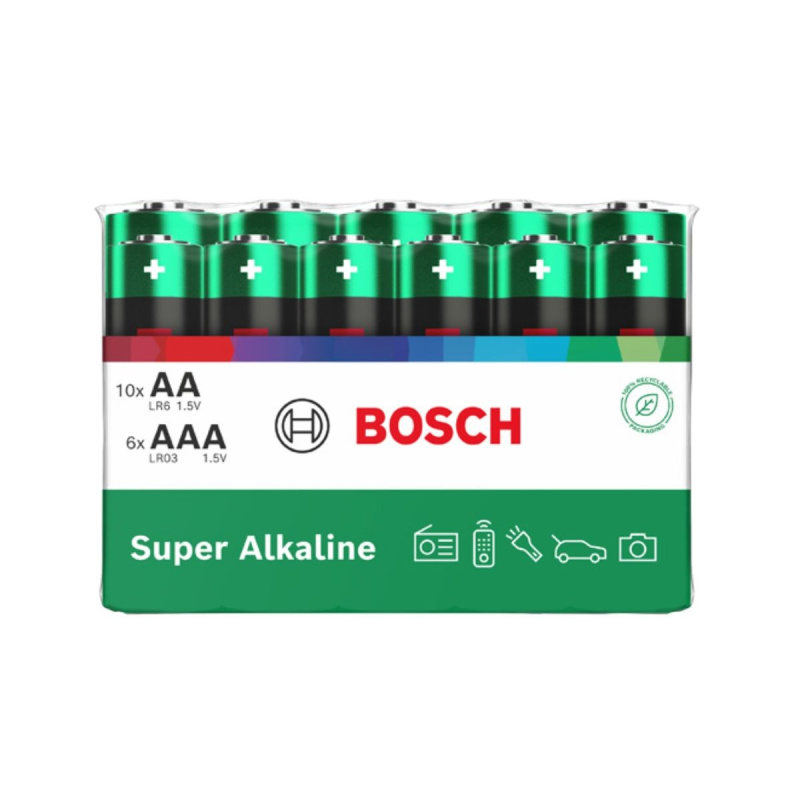 Bosch Super Alkaline AA LR6 + AAA LR03 baterie 10+6 ks