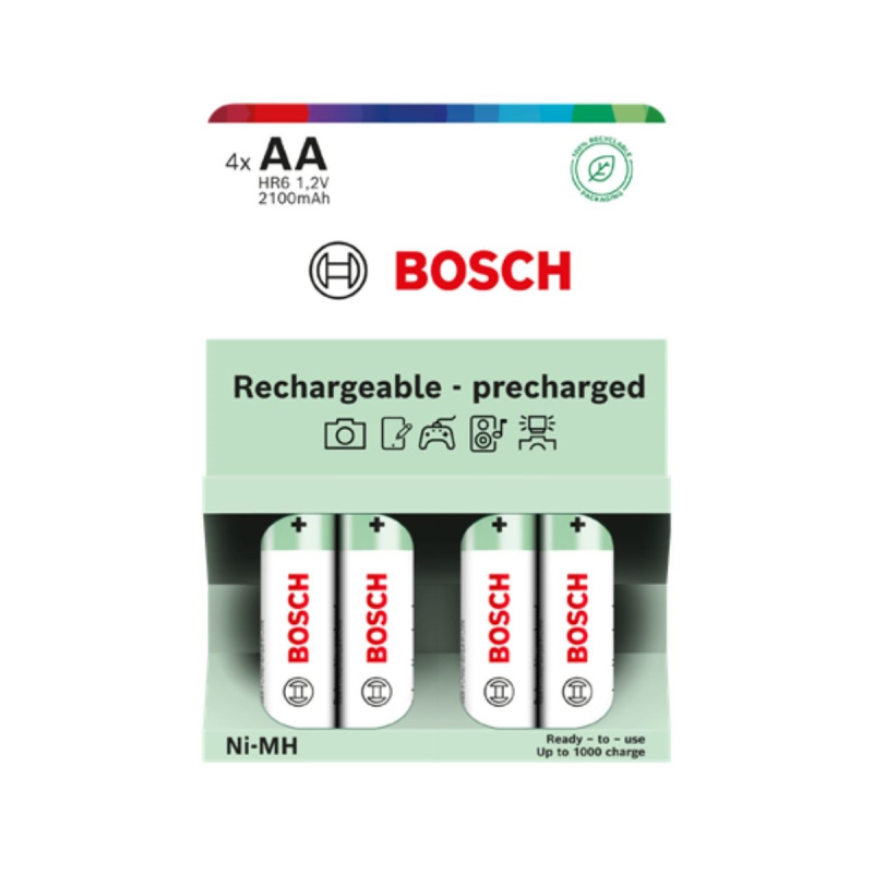 Bosch Rechargeable NiMh AA HR6 2100 mAh Precharged baterie 4 ks