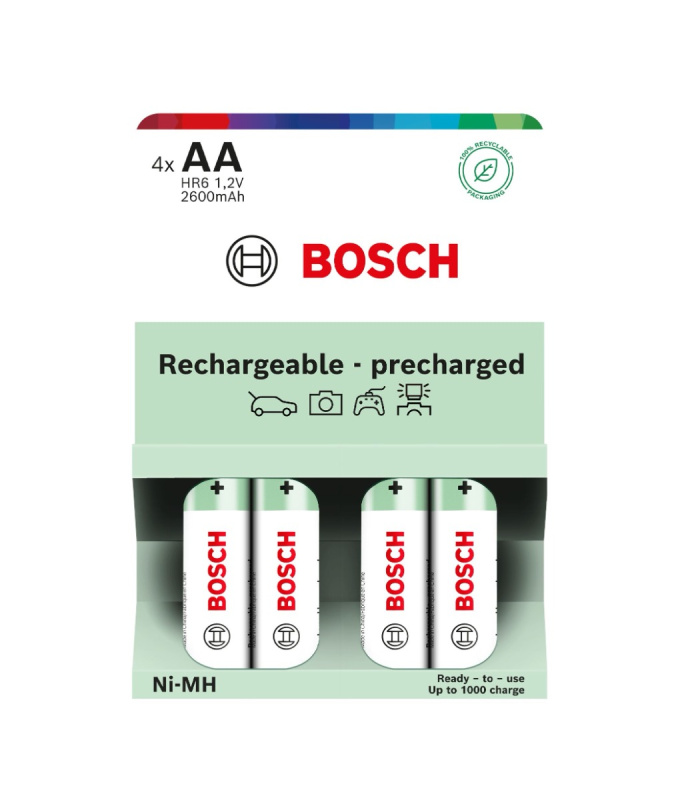Bosch Rechargeable NiMh AA HR6 2600 mAh Precharged baterie 4 ks