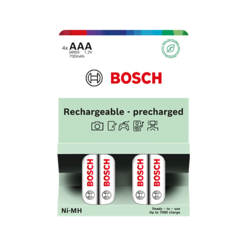 Bosch Rechargeable NiMh AAA HR03 700 mAh Precharged baterie 4 ks