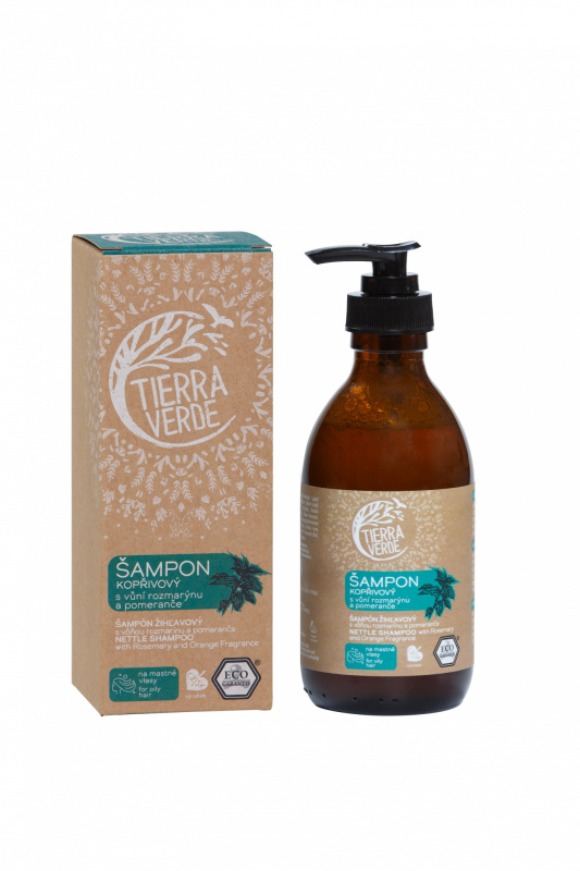 Tierra Verde – Šampon kopřivový s vůní rozmarýnu a pomeranče 230 ml