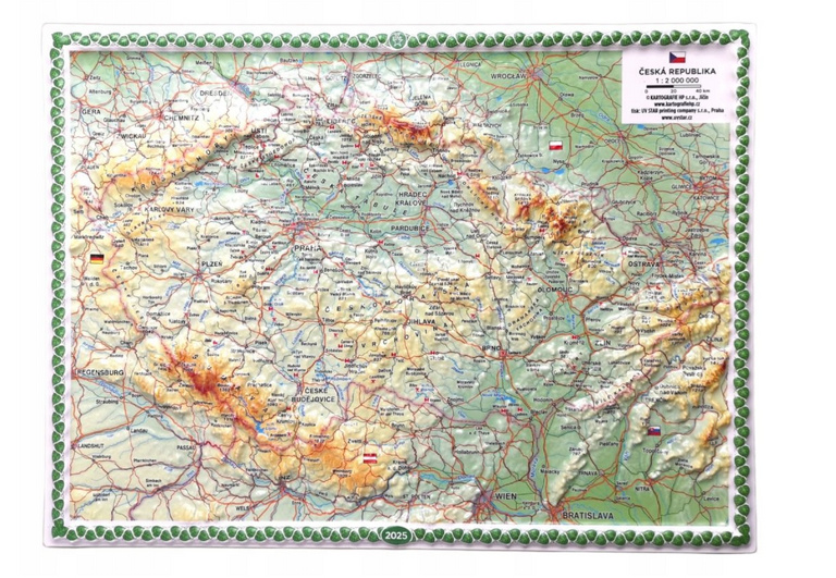 Česká republika - reliéfní mapa 20 x 27 cm - 1:2 000 000