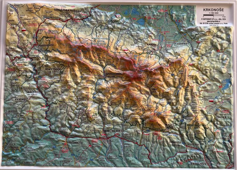 Krkonoše - reliéfní mapa 20 x 28 cm - 1:180 000