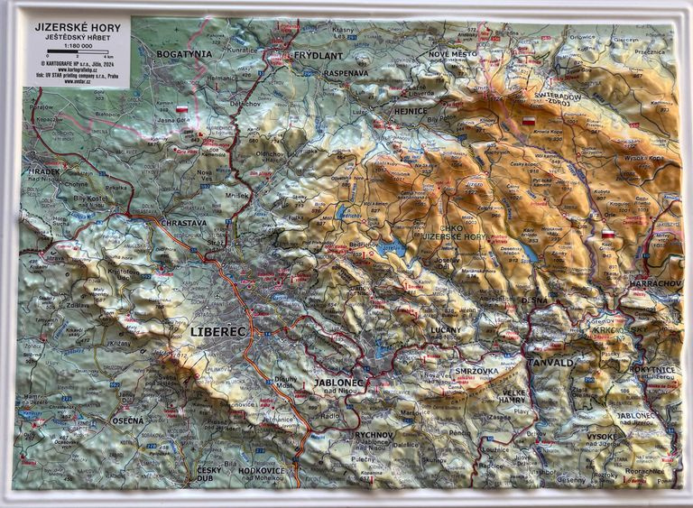 Jizerské hory - reliéfní mapa 20 x 28 cm - 1:180 000