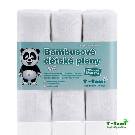 T-TOMI Bambusové pleny, sada 3 kusů, bílá