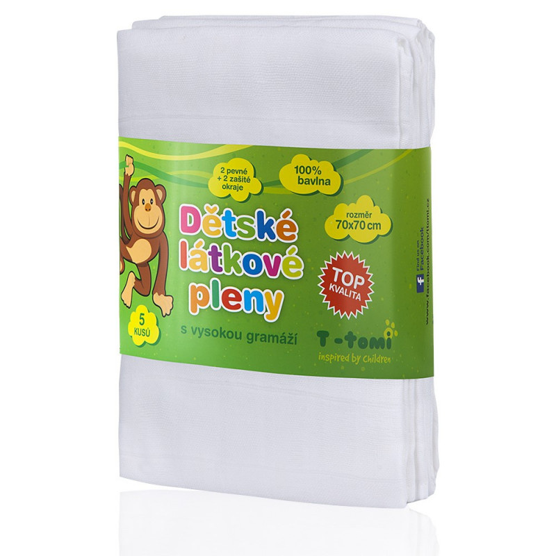 T-Tomi Látkové TETRA pleny 5 ks, bílá