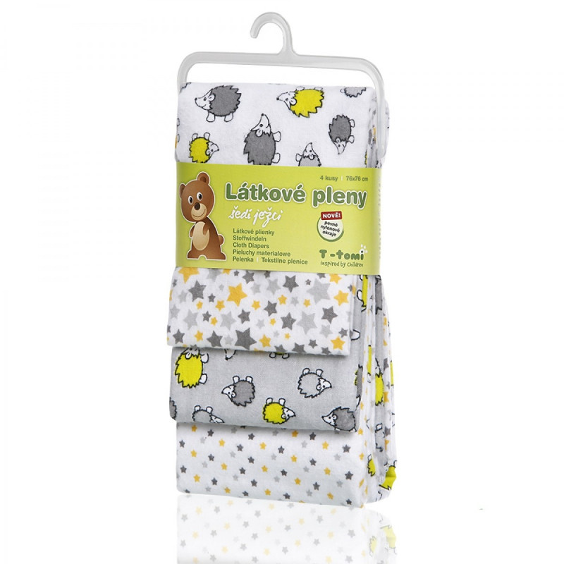 T-TOMI Látkové pleny, grey hedgehogs / šedí ježci