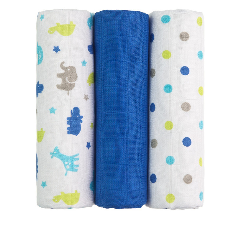 T-TOMI TETRA pleny TOP KVALITA, s potiskem, 70x70, blue giraffes  / modré žirafy