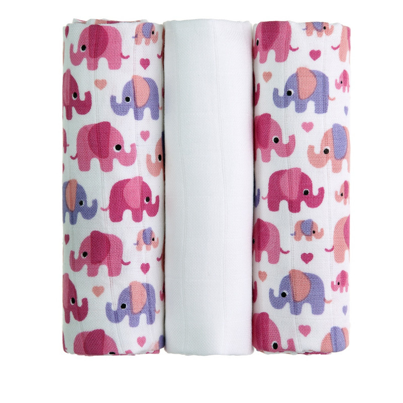 T-TOMI BIO Bambusové pleny, pink elephants / růžoví sloni