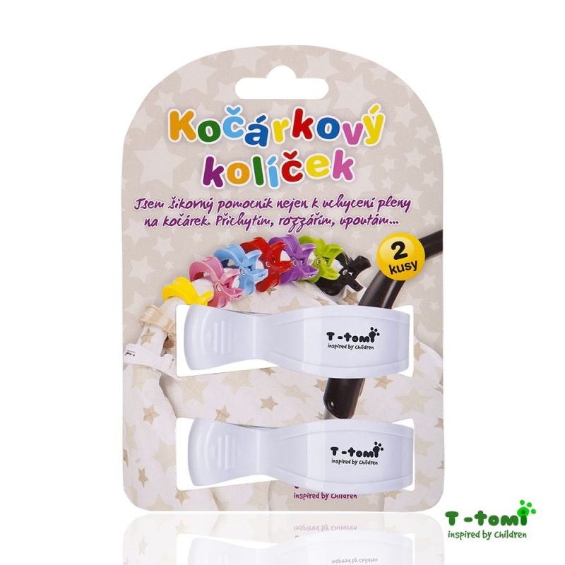 T-TOMI Kočárkový kolíček, white / bílá