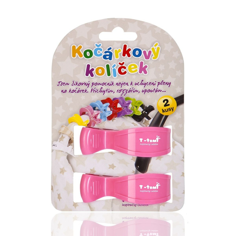 T-TOMI Kočárkový kolíček, pink / růžová