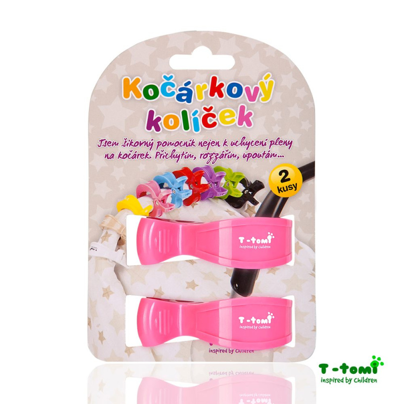 T-TOMI Kočárkový kolíček, pink / růžová