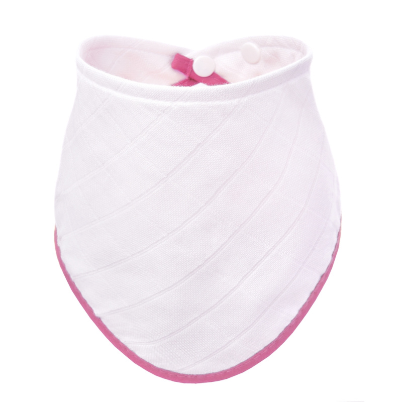 T-TOMI BIO Bambusový slintáček, white with pink edging / bílá s růžovým okrajem