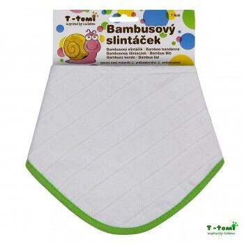 T-TOMI BIO Bambusový slintáček, white with green edging / bílá se zeleným okrajem