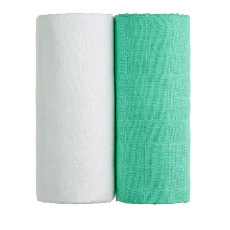 T-TOMI Látkové TETRA osušky, white + green / bílá + zelená