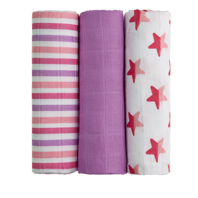 T-TOMI BIO Bambusové pleny, pink stars / růžové hvězdičky