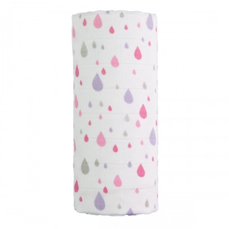 T-TOMI Velká bavlněná TETRA osuška, pink drops / růžové kapky