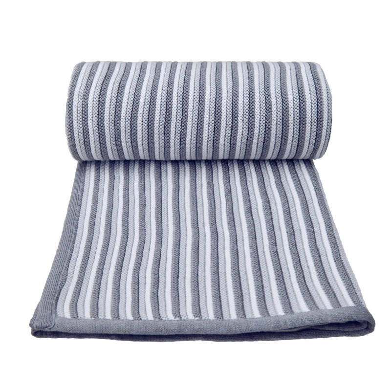 T-TOMI Dětská pletená deka spring, WHITE-GREY / BÍLO-ŠEDÁ