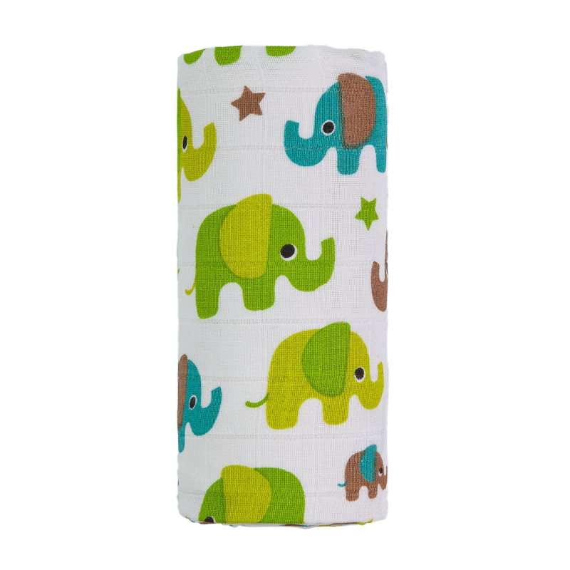 T-TOMI BIO Velká bambusová osuška, green elephants / zelení sloni