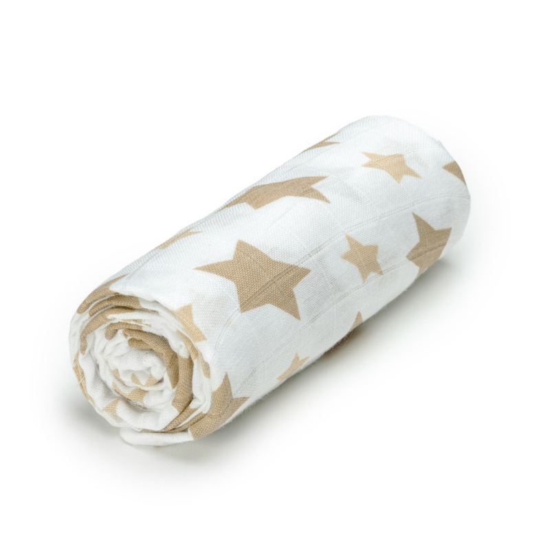 T-TOMI BIO Velká bambusová osuška, beige stars / béžové hvězdičky