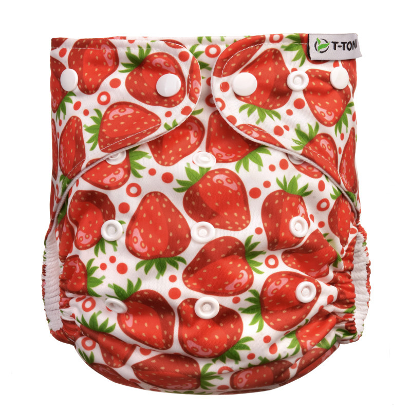 T-TOMI Kalhotková plena AIO - přebalovací set patentky, strawberries