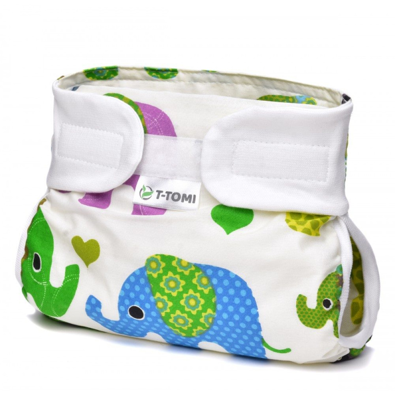 T-TOMI Ortopedické abdukční kalhotky - suchý zip, green elephants