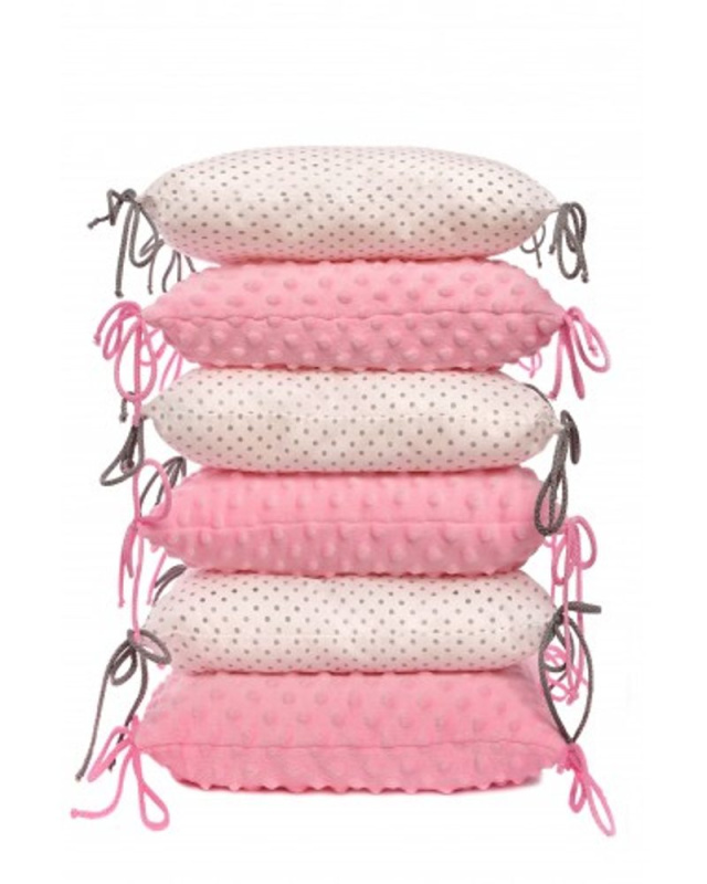 T-Tomi Polštářkový mantinel MINKY - white / little grey dots