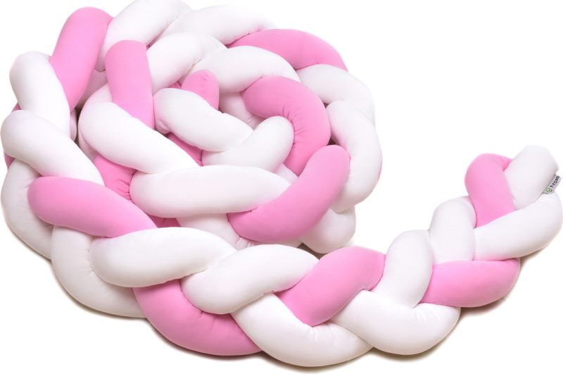 T-TOMI Pletený mantinel 360 cm, white + pink